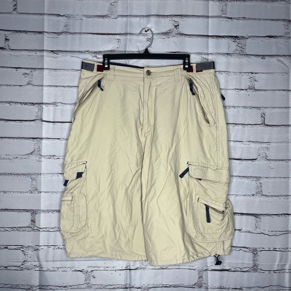 Vintage Transnine 2004 Casual Cream Cargo Short Lightweight SZ 36 Utility Pocket